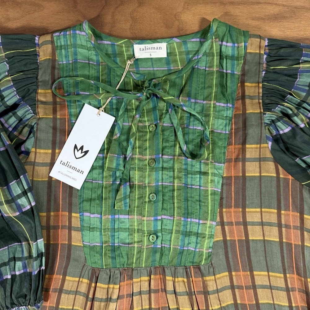 Talisman Women's Size Small Highlands Check Plaid Sabrina Relaxed Midi Dress - Picture 5 of 13